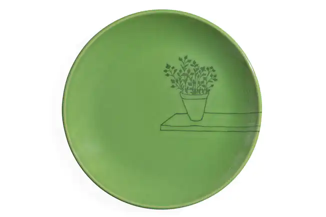 Jogo com 6 pratos de sobremesa Vaso de Salsinha [verde vivo], Acervo Panelinha