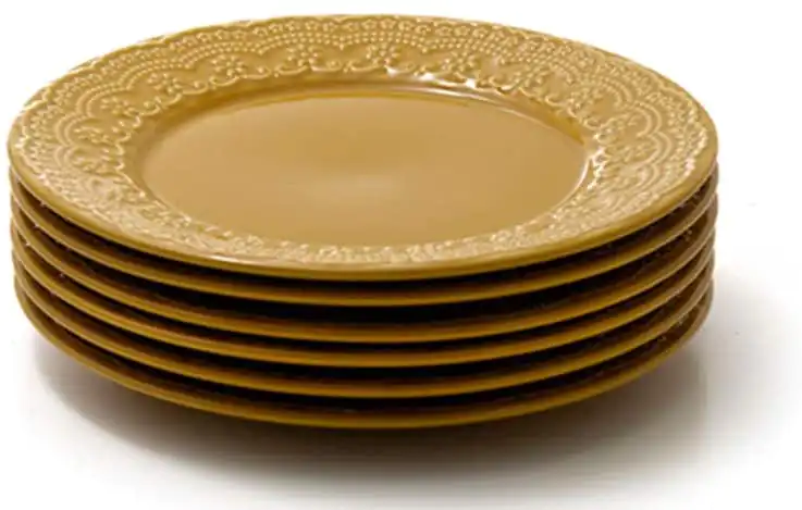 Jogo com 6 pratos rasos Curry / Acervo Panelinha