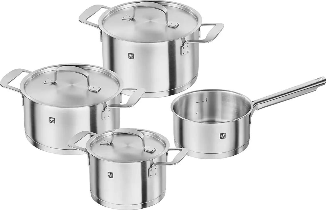 Conjunto com 4 panelas de aço inoxidável, Zwilling